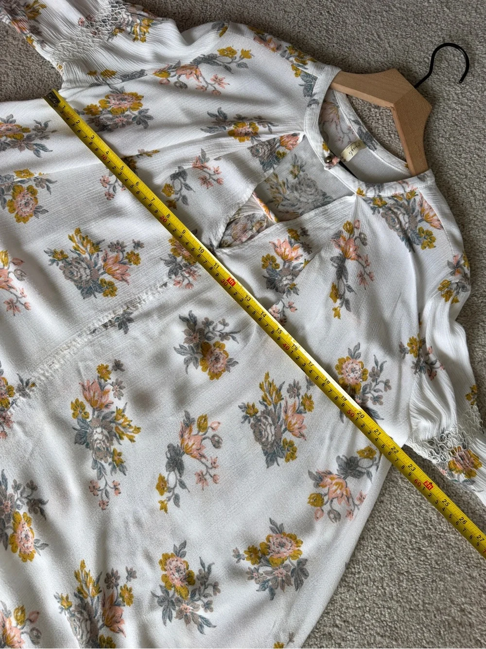 Free People Floral Swing Tunic Dress XS Boho Peasant Mini High Low Keyhole